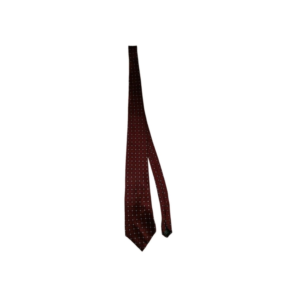 Stafford Mens Tie 100% Imported Silk Dark Red/black Square Design